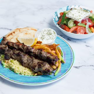 PORK SOUVLAKI PLATE (2 pcs)