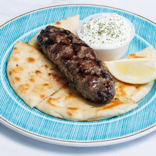 (1) BEEF & LAMB KABAB OLD FASHION W/ PITA & TZATZIKI
